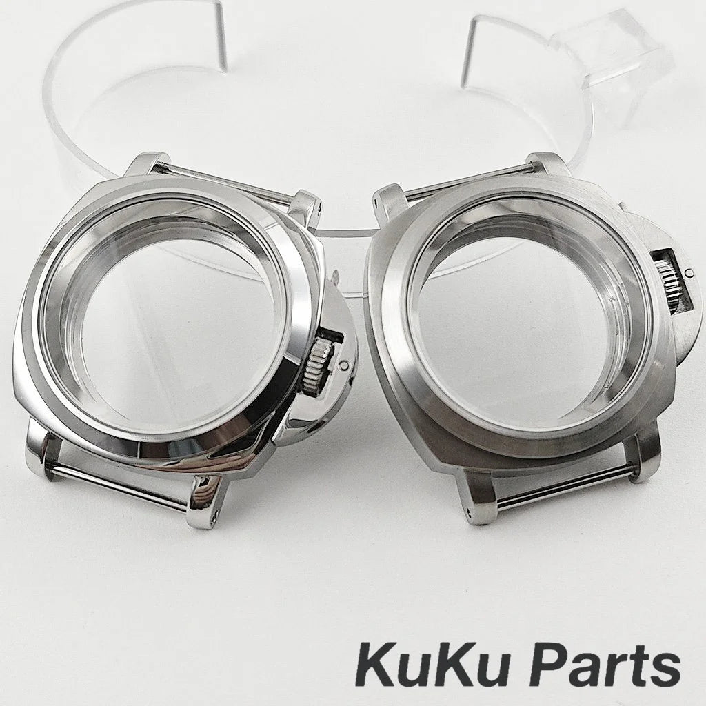 Polished/Brushed NH35 40mm Silver Sapphire Glass Watch Case With Handle Case for NH34 NH35 NH36 4R35 Movement 28.5mm Dial Watch