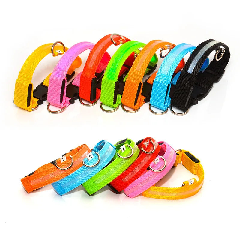 LED Illuminated Dog Collar Adjustable Flashing Lights USB Rechargeable Suitable For Small,Medium,Large,Dog Pet Safety Harness