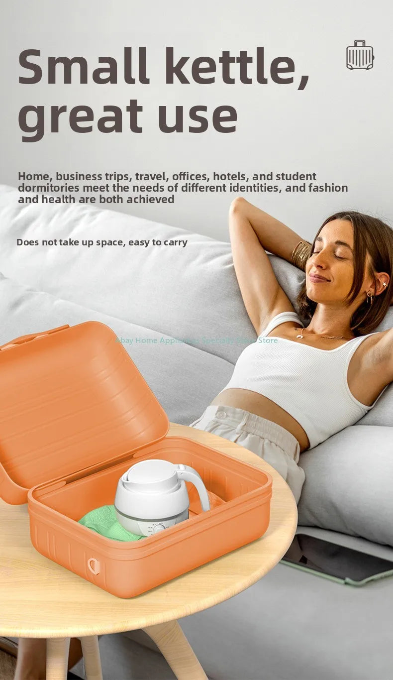 Baby Food Grade Silicone Portable Electric Kettle Folding Kettle Automatic Power-Off Electric Automatic Kettle  for Home Trip