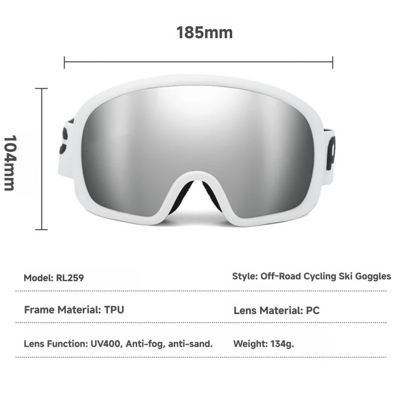 Snow Ski Goggles Snowboarding Skiing Mask for Men Women Anti-Fog Lens Kit UV400 Protection Snowmobile Glasses Motorcycle