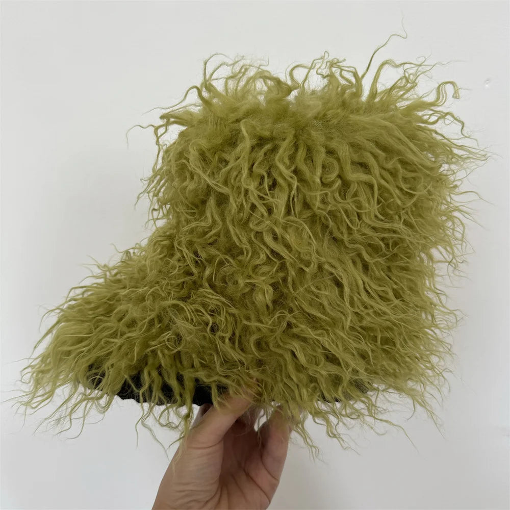 Y2K Kids Boots Winter Shoes New Faux Fur Toddler Girl Boots Fashion Colorful Fur Children Ankle Snow Boots Warm Shoes Girls