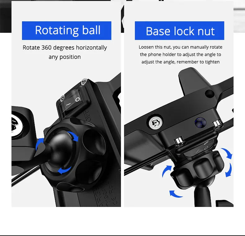 Whole Aluminium 12-24V Motorcycle Phone Holder USB Charger QC3.0 Fast Charging Mount Bicycle Handlebar Bracket for iPhone Huawei