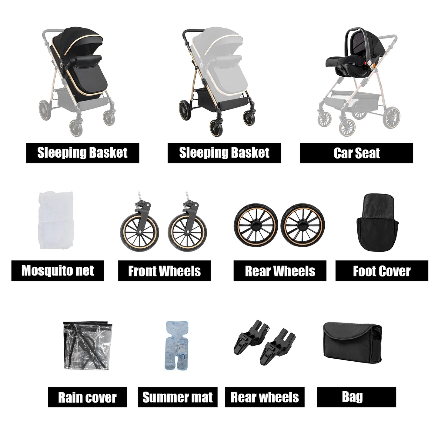 3-in-1 Baby Stroller Convertible Car Seat Carrier Newborn
