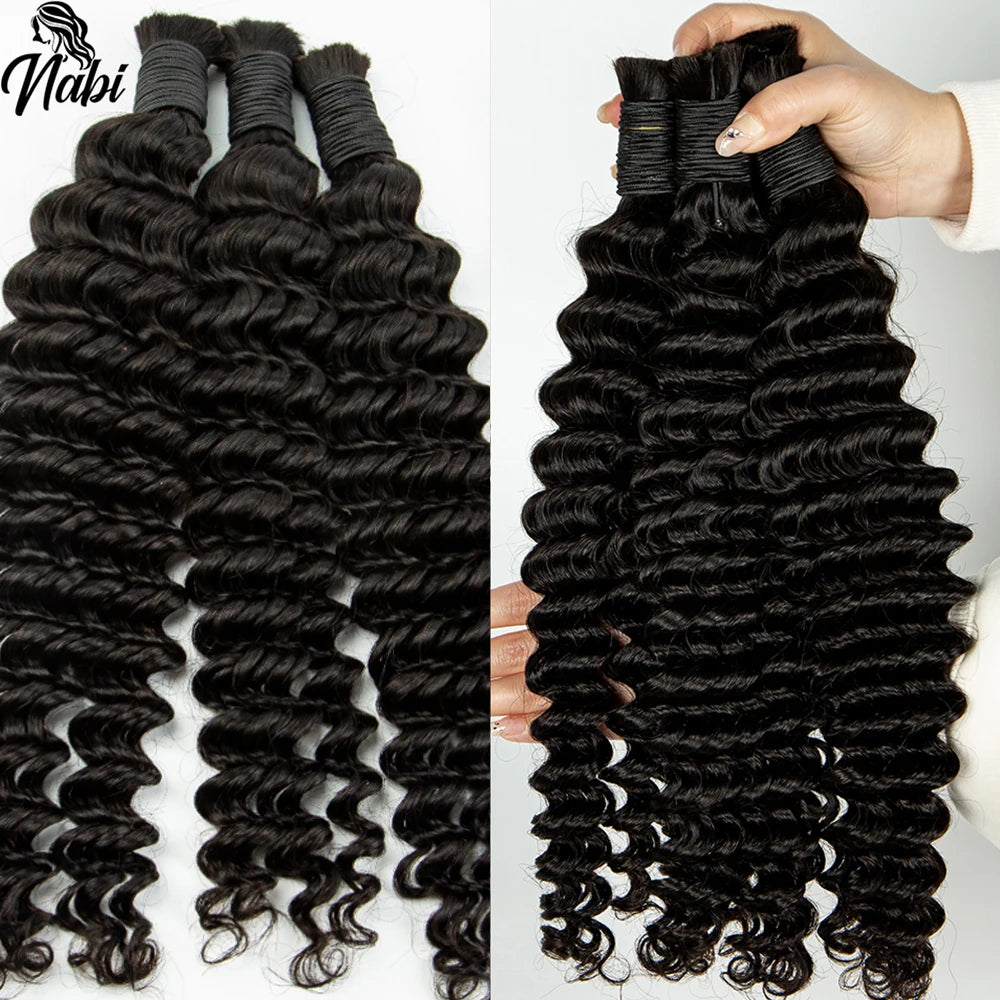 4/27# 99J# Colored Human Hair Boho Braiding Hair 50g/bundle Deep Wave Brazilian Human Braiding Hair for Black Women