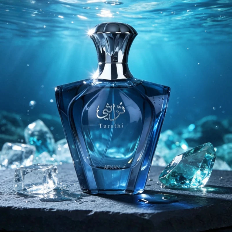 AFNAN Man Cologne Perfumes Arabes Turathi Blue Perfume Man Citrus Woody Amber Spicy Fragrance Lasting Musk Vanilla Scent 100ml