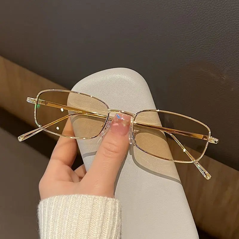 Fashion Rectangle Sunglasses Men Women Vintage Square Driving Sun Glasses Luxury Brand Metal Frame Eyewear Lentes De Sol