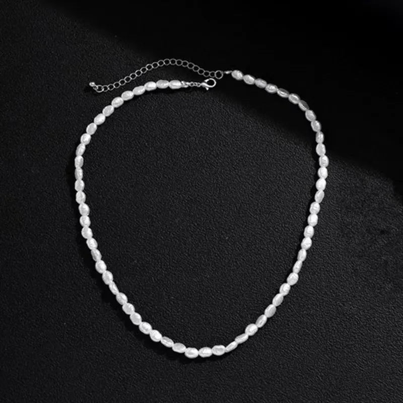 Cool White Baroque Pearl Necklace for Men and Women Sexy Trendy Choker Beaded Chain Collar Accessories Gift