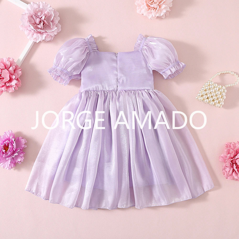 New Summer Sister Girl Matching Romper Dress Short Sling Sleeves Big Bow Bodysuit Sequined Princess Dresses Twins Clothing H1518