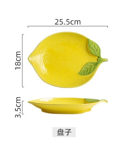 Creative Cartoon Lemon Shaped Ceramic Salad Bowl Soup Bowl Family Fruit Snack Plate Kitchen Utensils Accessories
