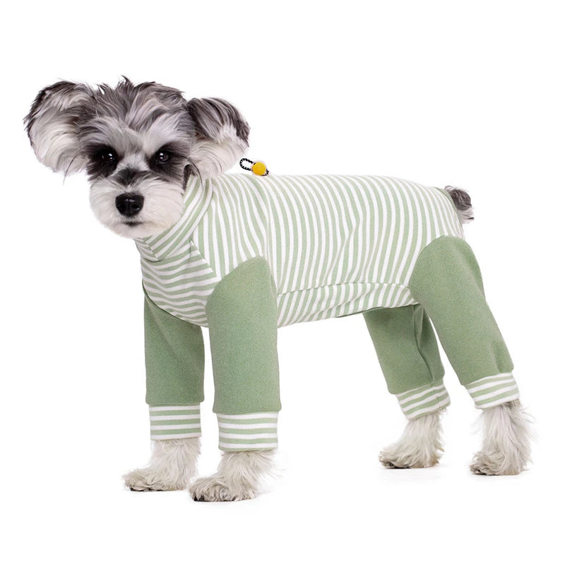 Stripe Fleece Jumpsuit For Small Dogs Winter Dog Clothes Warm Pajamas Dog Long Sleeve Bodysuit Puppy Teddy Chihuahua Clothes