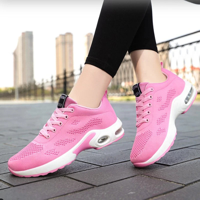 Women Mesh Breathable Casual Sneakers Lace-up Vulcanized Shoes Ladies Platform Sneakers Female Shoes Plus Size Zapatos De Mujer