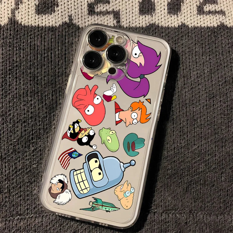 Funny Comic Futuramas Phone Case For IPhone 17 16e 16 15 14 13 12 11 Mini Air Pro Max X XR XSMax 7 8 Plus Transparent Back Cover