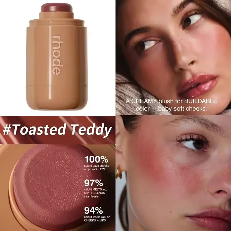 Rhode Skin Pocket Blush Stick Lip Cheek Hydrating Stick Natural Rouge Powder Blusher Cream Lipstick Cheek Teacup Candy Color