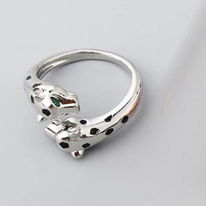 Luxury Fashion Cuff Bangle Charm Bracelet Brass Silver Color Czech Green Eyes Double Leopard Women Jewelry Gift New Arrivals