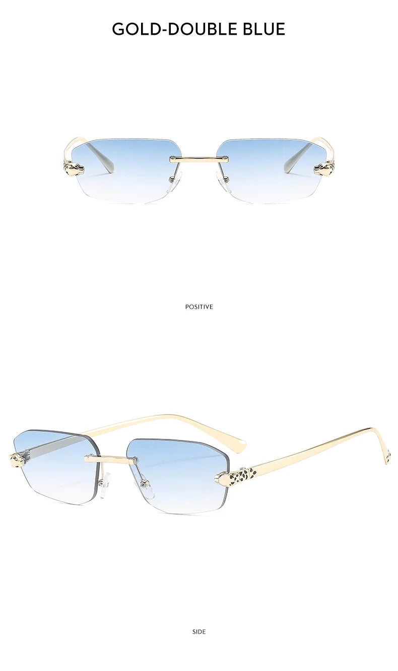 Popular Brand Brown Square Women Sunglasses Fashion Luxury Rimless Rectangle Sun Glasses Female Shades UV400 Vintage Eyewear