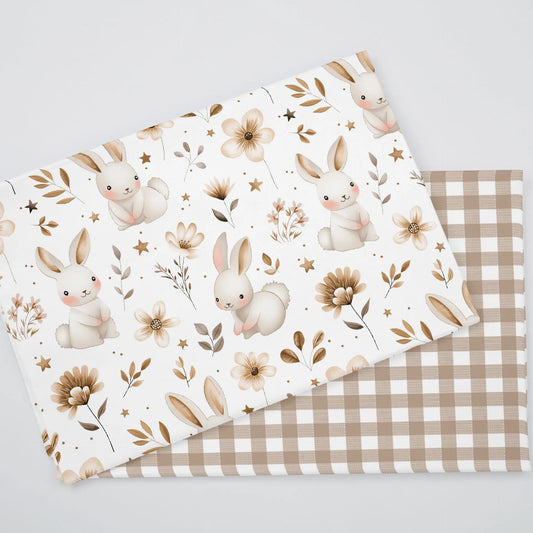 160*50cm Cute Rabbit Flower Printed Cotton Fabric,DIY Patchwork Cloth,Handmade Material,Sewing Craft,Quilting Baby Dress,Tecido