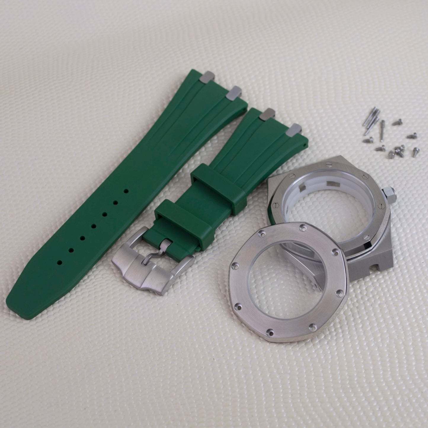 42mm Octagon Watch Case Rubber Strap Sapphire Crystal 10bar for 31.8mm Dial Royal Oak NH35 NH36 Movement Watch Modified Parts
