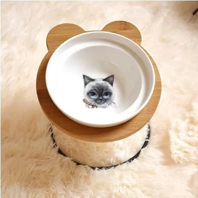 Ceramic Cat Bowl Cat Food Feeder Dog Bowls Drinking Water Bowl Cervical Protection Pet Supplies Ceramic Double Cat Bowls