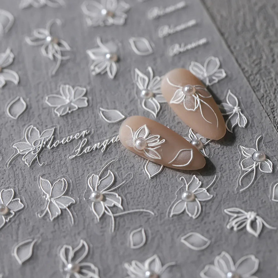 1Pc 3D Lavendar Flowers Stickers for Nails Spring Sakura Floral Leaves Self-Adhesive Sliders Decals Art Manicure for Decoration