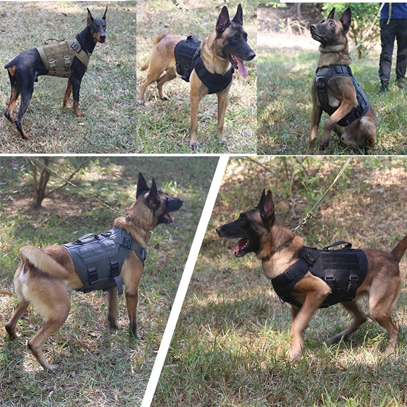 Tactical Dog Harness, Adjustable No-Pull Handle Service Vest Heavy Duty Pet Large Breed,  Dog Vest for Training Hunting Walking