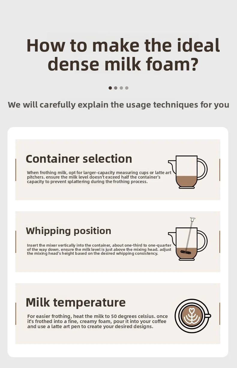 Handheld Electric Milk Coffee Mixer, High-Speed Cream Mixer, AA Battery Powered Latte and Cappuccino Kitchen Appliances