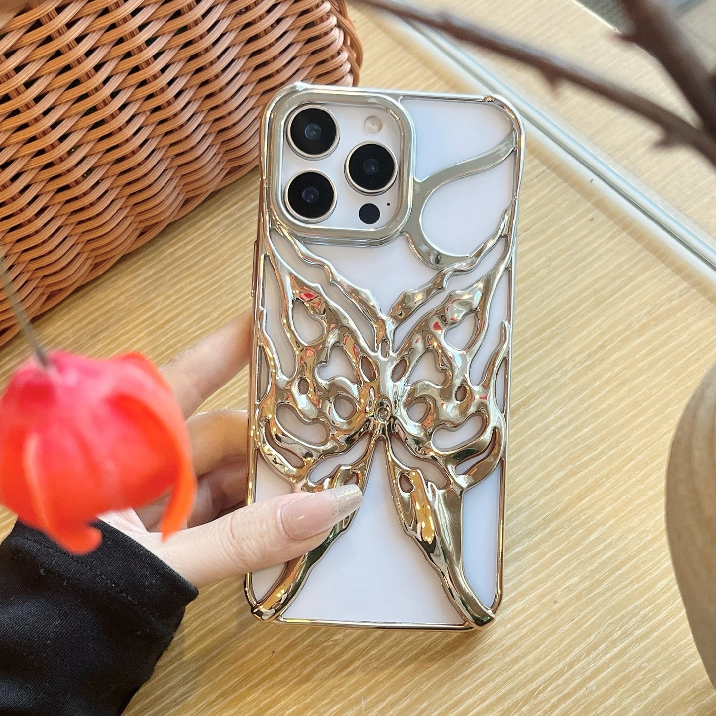 Plating Butterfly Hollow Out Gradient Color Soft Phone Case for iPhone 11 12 13 14 15 16 Pro Max Heat Dissipation Cooling Cover