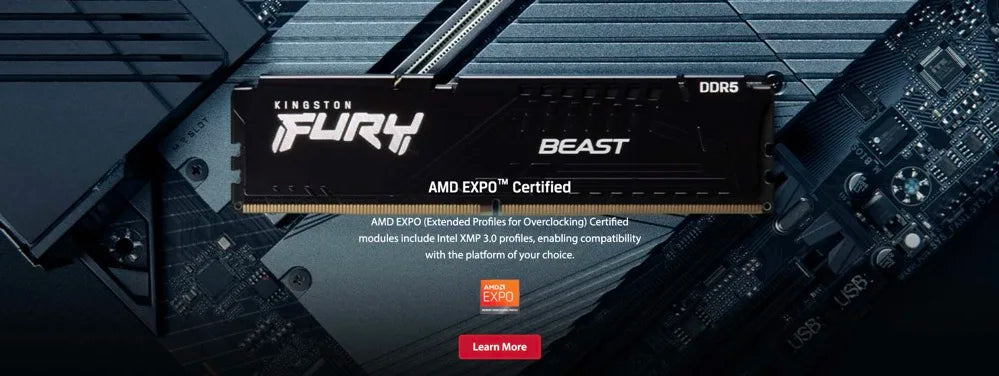 Kingston Fury Beast DDR5 CL30/40 Ram XMP EXPO Desktop Memory  8/16/32GB 4800 5200 5600 6000 6400 6800Mhz DIMM