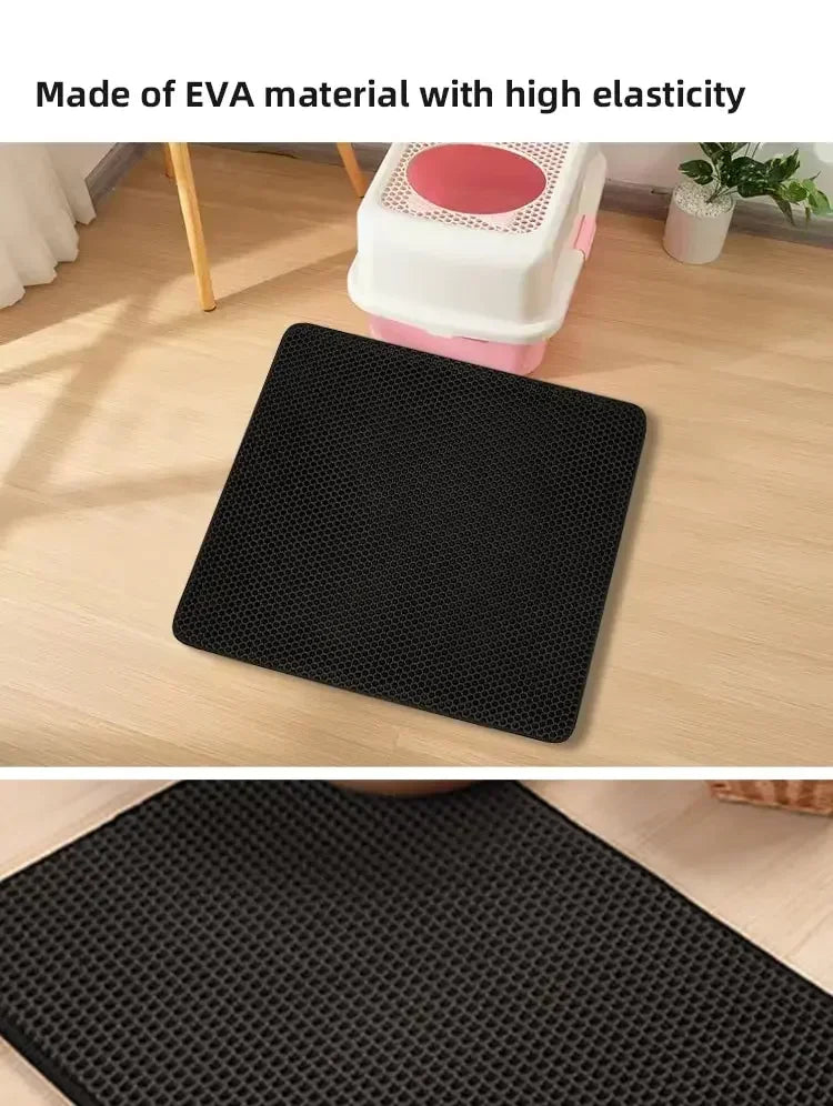Non-Slip Waterproof Cat Litter Mat-Double Layer Washable Pet Floor Mat, Durable&Easy to Clean, Traps Litter for Cats&Small Pets