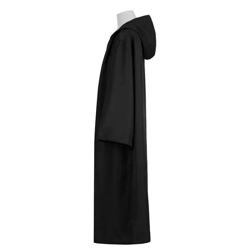 Halloween Cloak Cosplay Costume Sorcerer Long Shirt Hooded Black Robe Adult and Ghost of Horror Cloak Child Holiday Costume Set