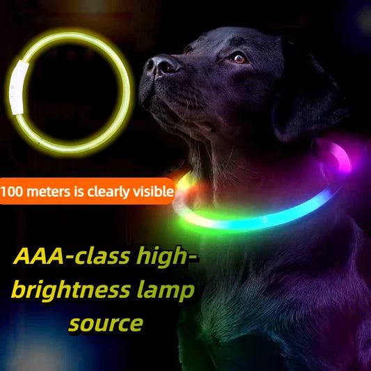 Led Luminous Dog Collar Rechargeable Cat Collar 3 Modes Anti-lost Night Collar Pet Supplies Suitable For Large Medium Small Dogs
