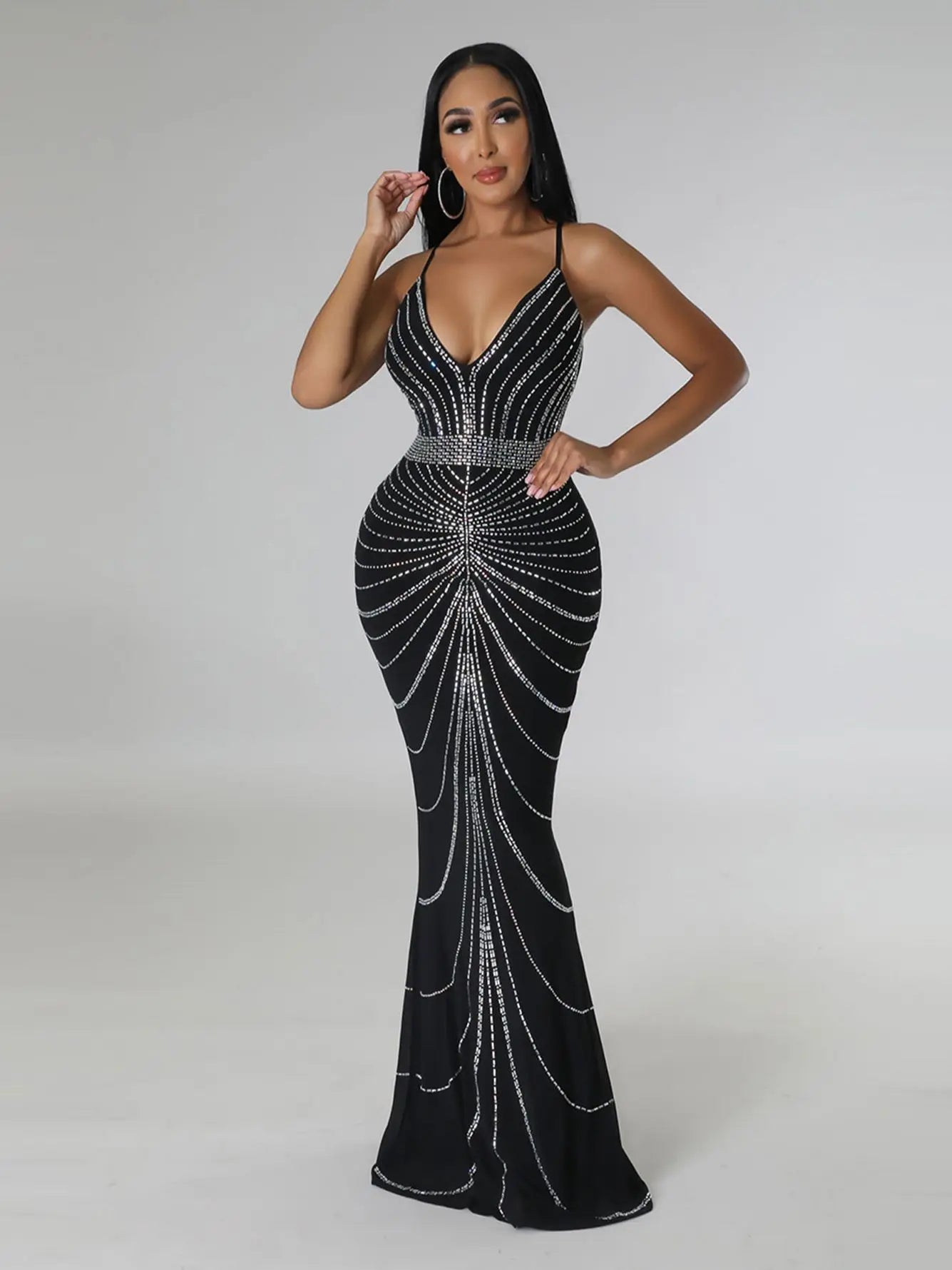 Sparkling Solid Color Hot Diamond Sheer Mesh Long Skirt, Elegant and Luxurious Spring Women's Cocktail Dress, Celebrity Clothing