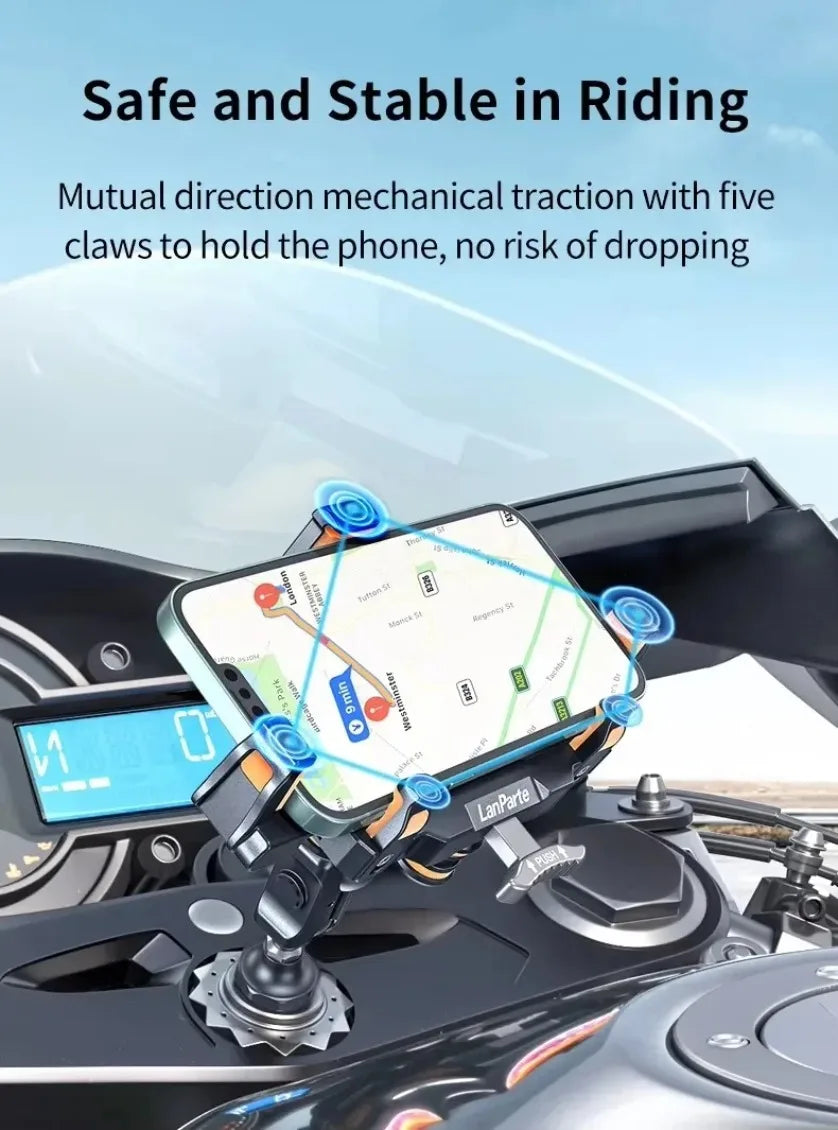 Motorbike Bicycle Bike Stand Metal Shockproof Motorcycle Phone Holder 4 Vibration Dampener 15W Wireless Charger Fast Charging