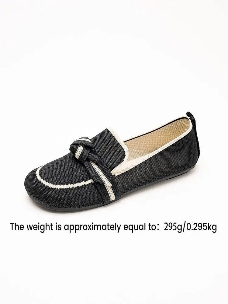 Women Flats 2025 New Knitted Breathable Flat Shoes Women Large Size Lightweight Loafers Anti-Slip Casual Flat Sneakers Women