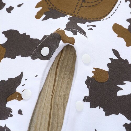 Baby 3PCS Romper Set Camouflage Printed Sling Side Tassel Romper Big Cowboys Wide Brim Star Hat Triangle Printed Scarf