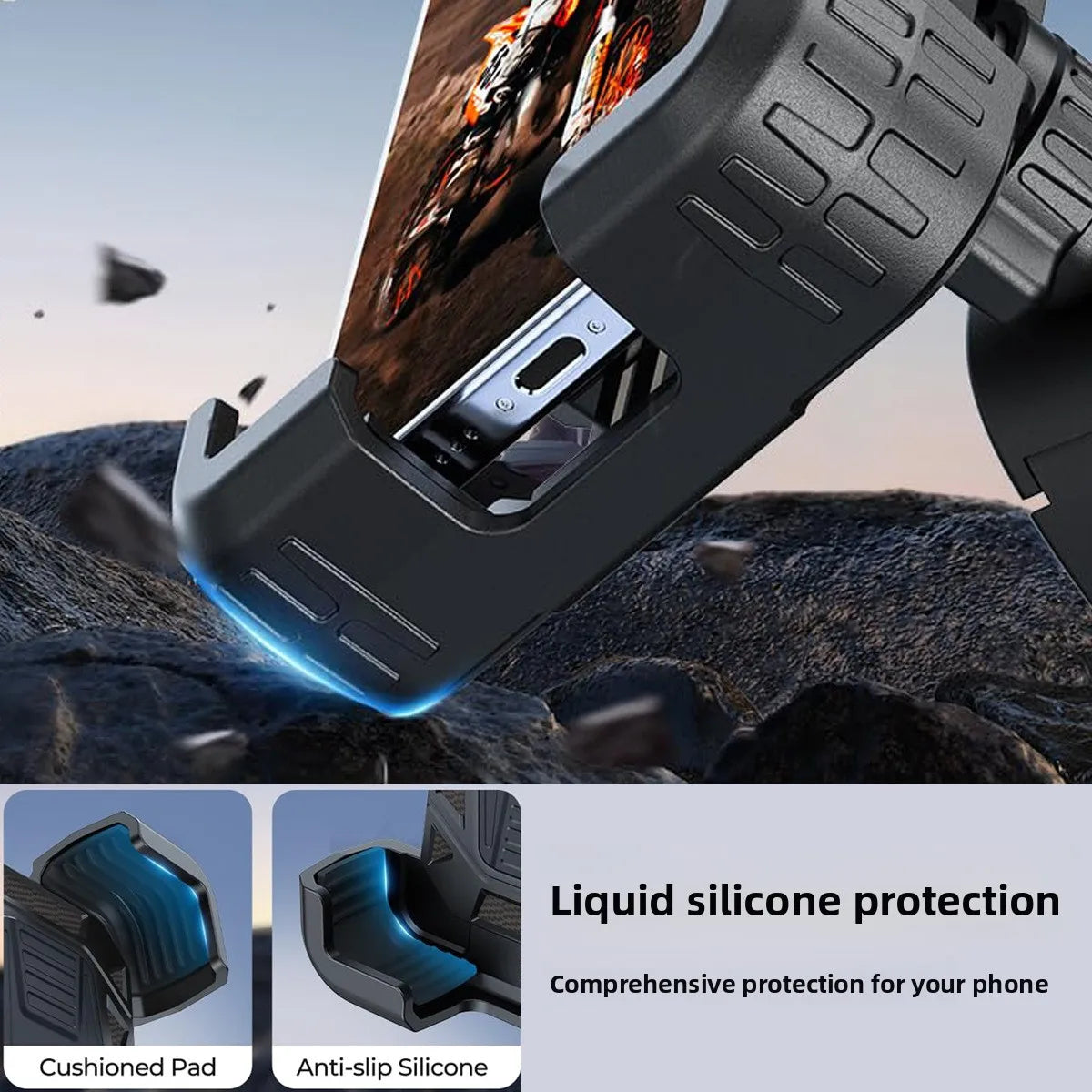 Bike Phone Holder Mount 360° View Universal Motorcycle Holder for 4.7-7 inch Mobile Phone Stand Shockproof Bracket