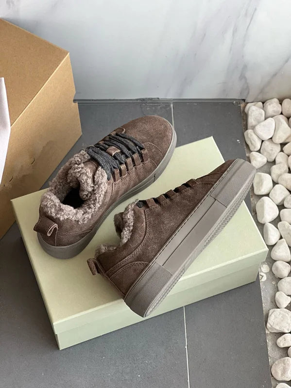Withered Top Quality Vintage Comfortable Shoes Nordic Winter Snow Shoes Women Sheep Suede Wool Sneakers Women