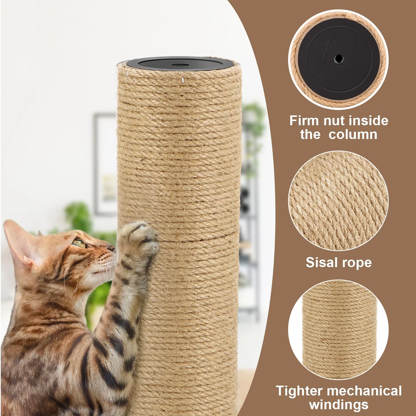Natural Material Cat Scratching Post Cat Tree Climbing Frame Replacement Post Accessories Kitten Toy for Pet Kittens to Scratch