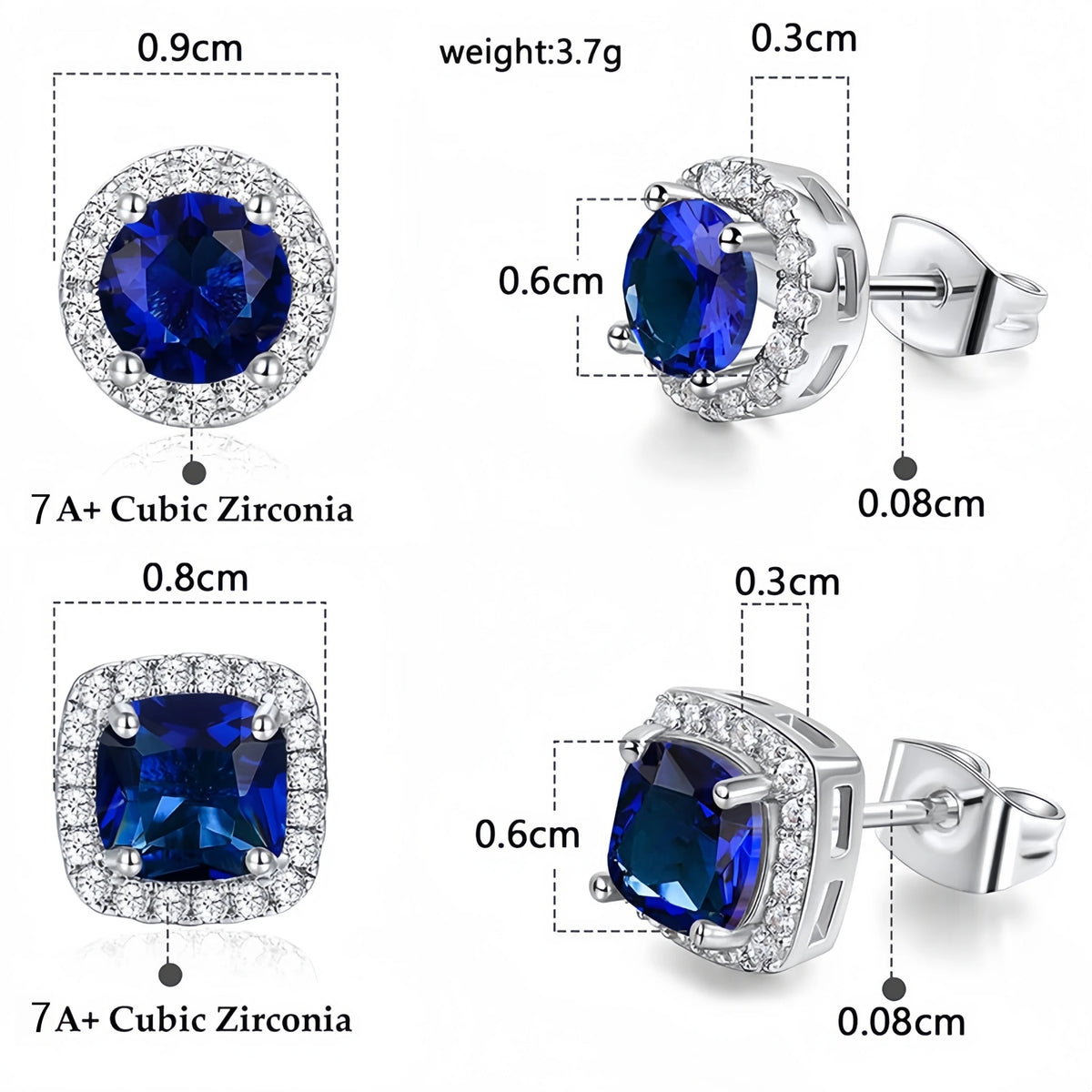 MS Luxury Jewelry 925 Sterling Silver Stud Earrings For Women Gemstones 7A Cubic Zirconia Ear Pin Earrings Stud Fine Jewelry