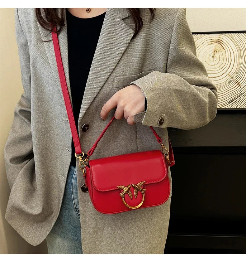 High-end Crossbody Handbag Leather Tote Bags Trendy Design Commuter Popular Classic Elegant Fashionable Bag with avian button