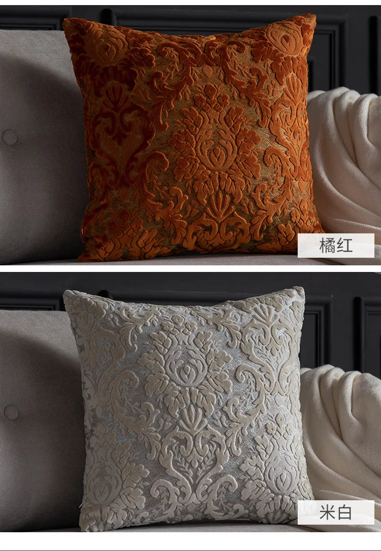45x45/50x50cm Luxury Cut Velvet Sofa Pillow Cover Modern Nordic Cushion Case Living Room Villa Model Room Matching Velvet Back