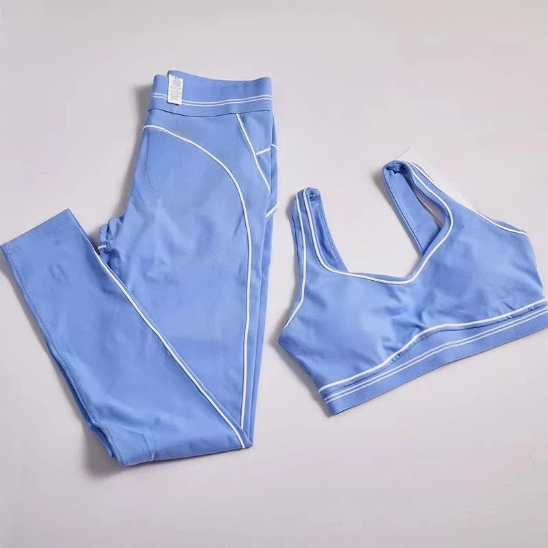 Women 2 Pieces Sports Set Seamless Tank Top High Waist Scrunch Seamless Shorts Sport Suit Workout Yoga Exercise Athletic Outfit