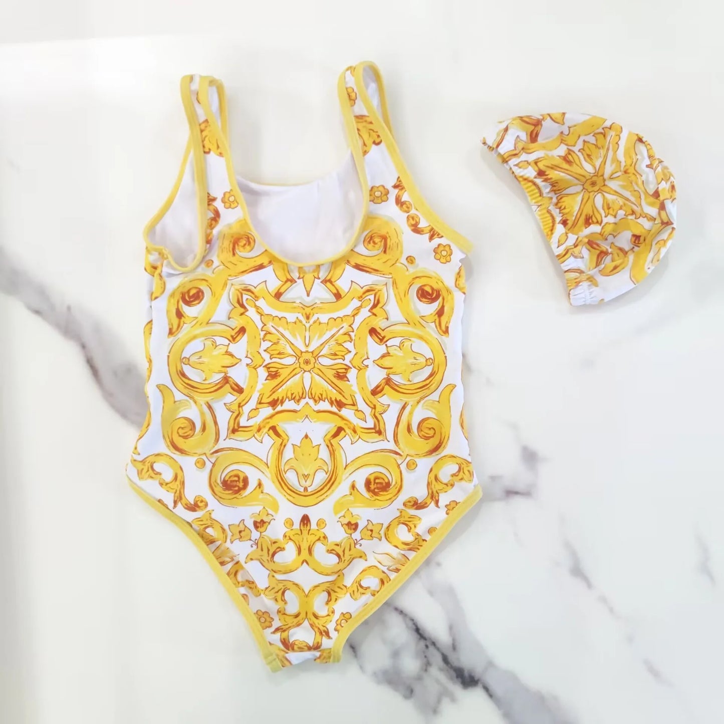 2025 Girl Swimsuit Summer golden flower bodysuit Special Offer Children's Swimsuit factory Wholesale