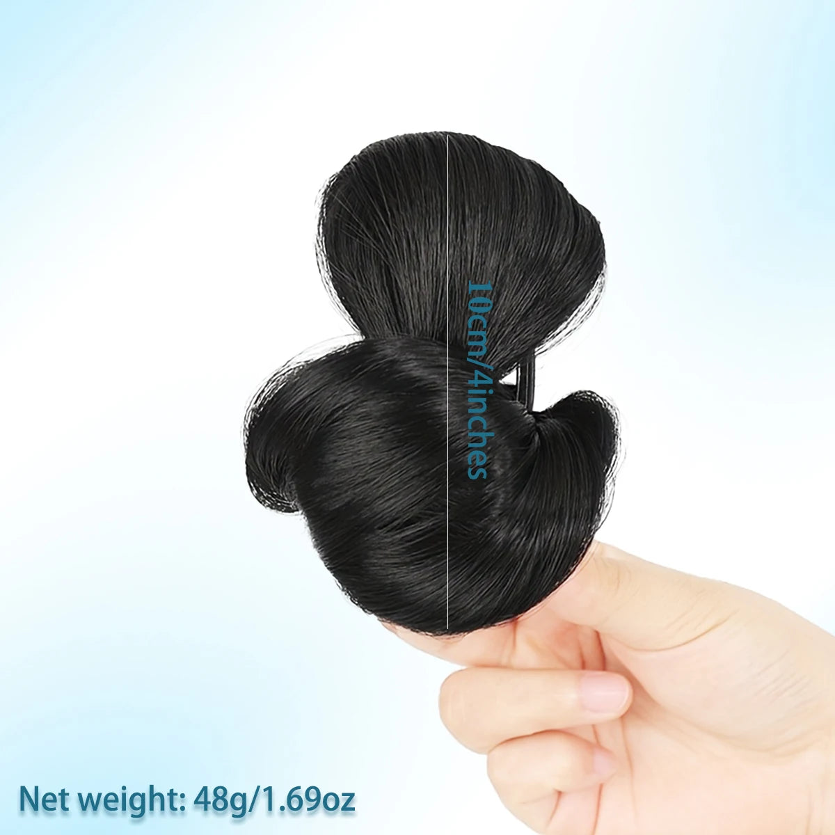 4-inch synthetic low-tie ball head wig, a clip-on bun wig that naturally connects to a woman's ponytail  Hair extension