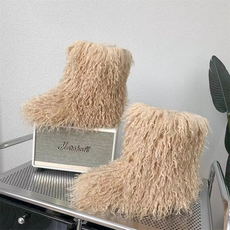 Y2K Kids Boots Winter Shoes New Faux Fur Toddler Girl Boots Fashion Colorful Fur Children Ankle Snow Boots Warm Shoes Girls