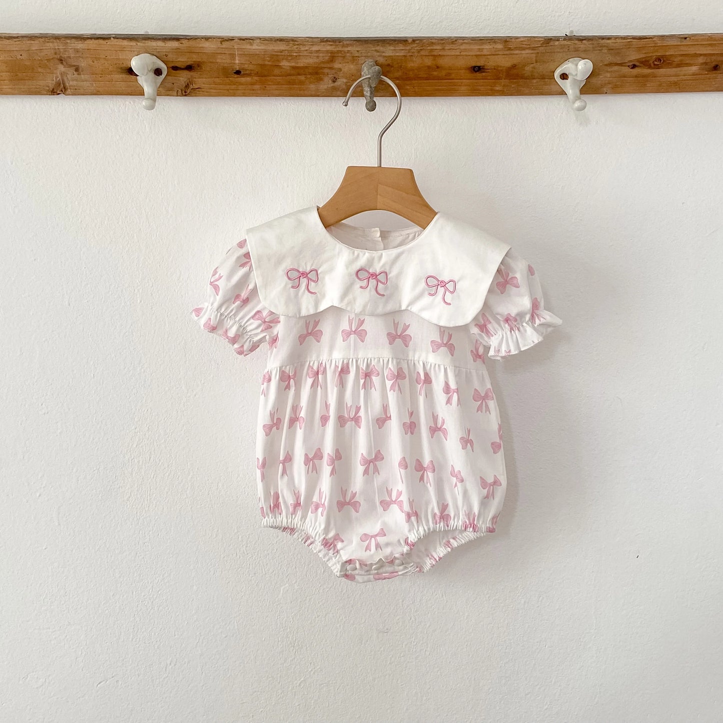 Summer Cotton Baby Bodysuit Newborn Clothing Pink Princess Baby Girls Princess Bodysuit Embroidered Bow Infant Girls Bodysuits