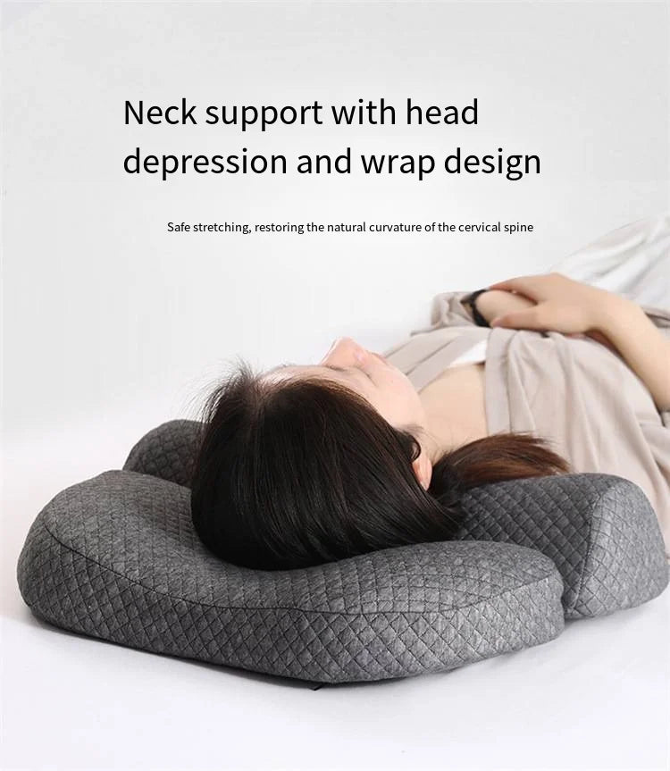 Cervical Pillow Memory Foam Core, Ergonomic Curve Design, Enhanced Neck Contour, Head Support, Relieves Fatigue