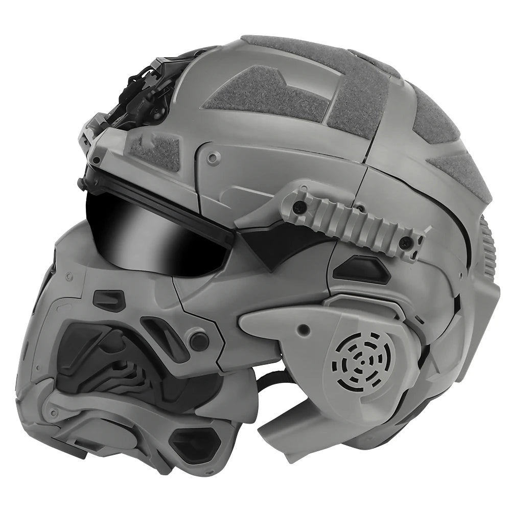Militar Helmet FAST Helmet Built-in Communication Headset Anti-fog Fan W-Ronin Assault Helmet Detachable Mask Replacement Lens