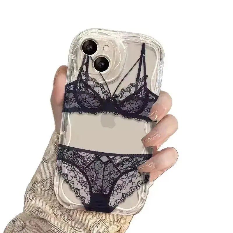 Fashion Sexy Lace Phone Case For iPhone 17 16 16e 15 14 13 12 11 Pro Max Mini X XR XSMAX 8 7 6S Air Plus 3D Wave Soft Back Cover