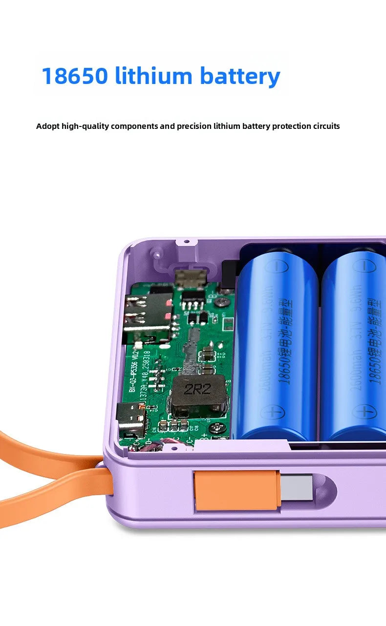 10W PD 22.5W Fast Charge Power Bank Case 3x18650 Solderless DIY Battery Box USB Type C PD3.0 QC4.0 Shell With Charging Cable