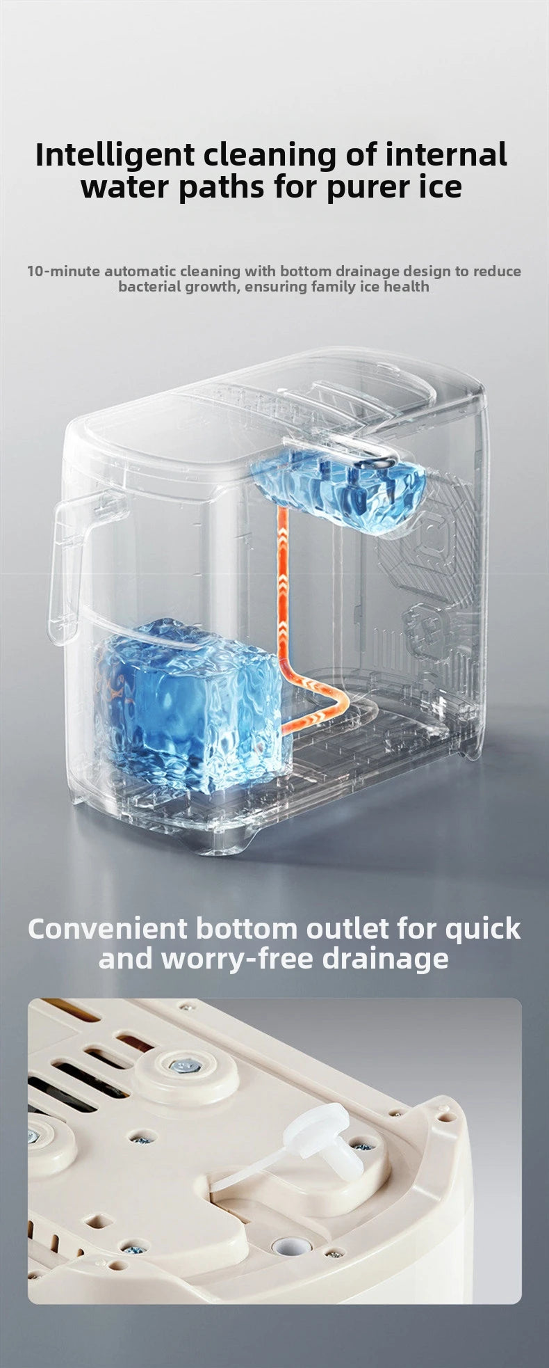Mini Ice Maker Machine for Home Dorm Student, Portable Automatic Ice Maker with Small Power, Compact Countertop Ice Cube Maker,